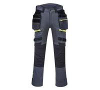 Portwest DX440 DX4 Pantalone Tasca Rimovibile per Uomo Apertura Superiore | Grigio metallo, UPF 40+, EN 14404, Tessuto Stretch 4 Vie, Tasche con Fondina con Cerniera, Stampa Riflettente, Leggero