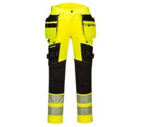 Portwest DX442 DX4 Pantalone per Uomo Tessuto Stretch 4 Vie Tasche Multiple | Giallo/Nero, EN 14404, UPF 50+, EN ISO 20471 Classe 2, Ampia Tasca Posteriore Multiuso, Triple Cuciture, Alta Visibilità
