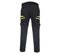Portwest DX449 DX4 Pantalone da Lavoro per Uomo Cursori Facili Tasche Cargo | Nero, UPF 40+, EN 14404 Tipo 2 Livello 0, Tessuto Stretch 4 Vie, Stampa Riflettente, Leggero, Duraturo