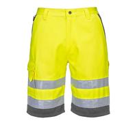 Portwest E043YGYL Bermuda Poliestere-Cotone ad Alta Visibilità, Giallo/Grigio, L