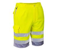 Portwest E043YGYXL Bermuda Poliestere-Cotone ad Alta Visibilità, Giallo/Grigio, XL