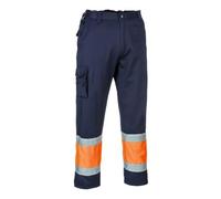 Portwest E049 Pantalone Combat Bicolore Alta Visibilità, Arancione/Navy, L