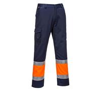 Portwest E049 Pantalone Combat Bicolore Alta Visibilità, Arancione/Navy, XXL