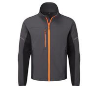 Portwest EV475 - Giacca da lavoro slim fit da uomo, in tessuto elasticizzato, con zip rovesciata e stampa riflettente, colore grigio metallizzato, taglia L