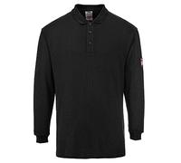 Portwest FR10 Polo Maniche Lunghe Ignifuga Antistatica, Taglia XL, Nero