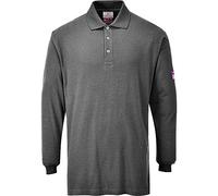 Portwest FR10 Polo Maniche Lunghe Ignifuga Antistatica, Taglia M, Grigio
