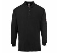 Portwest FR10 Polo Maniche Lunghe Ignifuga Antistatica, Taglia M, Nero