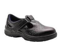 Portwest FW01 Sicurezza Sandalo Steelite S1 Puntale D'Acciaio Split Pelle Nero