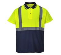 Portwest S479YNRXL Polo Maniche Corte ad Alta Visibilità, Giallo/Navy, XL