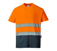 Portwest Hi-Vis Comfort Contrasto T-Shirt Umidità Traspirante Tessuto Cotone 40+