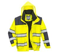Portwest Hi Vis Contrasto Inverno Giacca Bomber Impermeabile Staccabile Pelo Per
