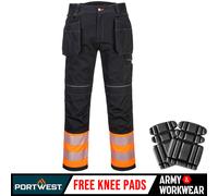 Portwest Hi-Viz Fondina Pantaloni Cargo Ginocchio Imbottitura Tasche Elasticted