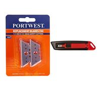 Portwest KN10BKR Cutter di Sicurezza Retrattile, Nero/Rosso & KN90NCR Lame di Ri