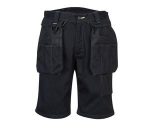 PORTWEST Pantaloncini Da Lavoro Uomo Cargo Zip Off Tasche PW345 Neri