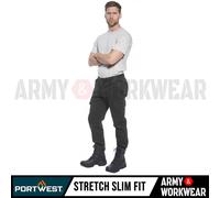 Portwest Pantaloni Cargo Combat Slim Fit Stretch 6 Tasche Nero Blu Grigio