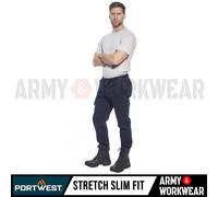 Portwest Pantaloni Cargo Combat Slim Fit Stretch 6 Tasche Nero Blu Grigio