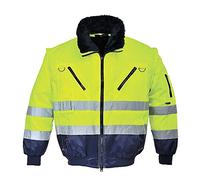 Portwest PJ50 Giacca Pilot 3 in 1 ad Alta Visibilità, Giallo/Navy, XL