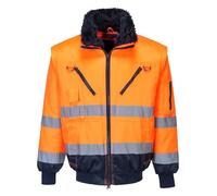Portwest PJ50ONRL Giacca Pilot 3 in 1 ad Alta Visibilità, Arancione/Blu, L