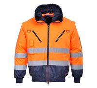 Portwest PJ50ONRM Giacca Pilot 3 in 1 ad Alta Visibilità, Arancione/Blu, M