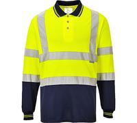 Portwest - Polo Bicolore maniche lunghe Hi-Vis 4XL/Giallo/Navy
