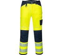 Portwest PW3 Hi-Vis - Pantaloni da Lavoro, Taglia: 38, Colore: Giallo/Blu Marino, PW340YNR38