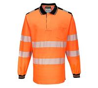 Portwest PW3 Hi-Vis Polo Shirt L/S - Color: OrBk - Talla: Medium