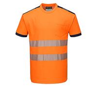 Portwest PW3 Hi-Vis T-Shirt S/S, Taglia: L, Colore: Arancione/Navy, T181ONRL