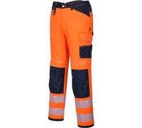 Portwest PW3 Pantaloni da Lavoro Hi-Vis, Taglia: 3 Taglia Unica, Colore: Arancione/Navy, PW340ONR30