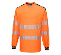 Portwest PW3 T-Shirt Cotone Hi Vis A Maniche Lunghe T185 EN ISO 20471 Classe 3