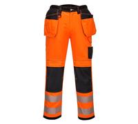 Portwest PW340 Pantaloni da lavoro Hi Vis PW3 Uomo Arancio/Nero Corti, 36