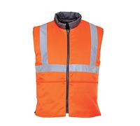 Portwest RT44ORRL Bodywarmer Smanicato Reversibile Go/Rt ad Alta Visibilità, Arancione/Grigio, L