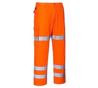 Portwest RT49 Pantaloni Da Lavoro A Tre Bande Hi-Vis Arancione, S