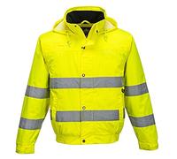 Portwest S161Y Giacca da lavoro Cappuccio a Scomparsa Polsini Regolabili | Giallo, M, UPF 40+, Resistente All'acqua, Foderato in Pile, Vestibilità Regolare, Vita Elasticizzata, Bottoni a Pressione