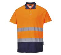 Portwest Polo S174ONRM Cotone Alta visibilità Assorbimento umidità UPF 40+ Arancione/Navy M