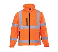 Portwest S428ORR4XL Giacca Softshell ad Alta Visibilità con Maniche Staccabili, Arancio, 4XL