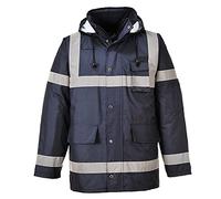 Portwest S433 Giacca Iona Lite Colletto Foderato in Pile Tasca Sulla Manica | Blu navy, XL, EN 343 Classe 3:1, EN 342, EN 17353, Oxford 300D, Flap di Chiusura Frontale, Polsini Interni, Con Cappuccio