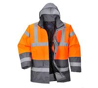 Portwest S467 Giacca Traffico Bicolore ad Alta Visibilità, Arancione/Grigio, S