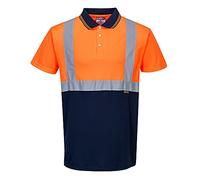 Portwest S479ONRM Polo Maniche Corte ad Alta Visibilità, Arancione/Navy, M