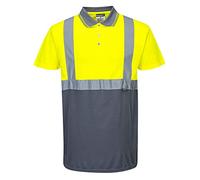 Portwest S479YGYM Polo Maniche Corte ad Alta Visibilità, Giallo/Grigio, M