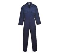 Portwest S999 Tuta Euro Work Leggera | Blu navy, L, Lunghezza Lunga, Poliestere e Cotone, 6 Tasche Ampie, Chiusura a Bottoni, Vita Elastica, UPF 40+
