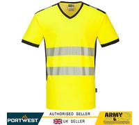 Portwest T-Shirt Hi Vis Riflettente Work Uomo Top Traspirante