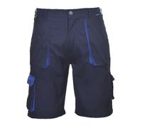 Portwest TX14 Bermuda Bicolore Texo Cuciture in Contrasto 2 Tasche Laterali | Blu navy, L, UPF 50+, Mezza Vita Elasticizzata, 1 Tasca Sulla Coscia, Poliestere Duraturo Traspirante, Multifunzione