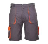 Portwest TX14 Bermuda Bicolore Texo Cuciture in Contrasto 2 Tasche Laterali | Grigio, M, UPF 50+, Mezza Vita Elasticizzata, 1 Tasca Sulla Coscia, Poliestere Duraturo Traspirante, Abbigliamento da Lavoro