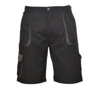 Portwest TX14 Bermuda Bicolore Texo Cuciture in Contrasto 2 Tasche Laterali | Nero, S, UPF 50+, Mezza Vita Elasticizzata, 1 Tasca Sulla Coscia, Poliestere Duraturo Traspirante, Abbigliamento da Lavoro