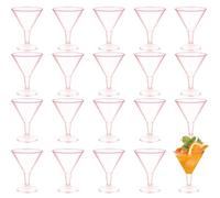 PORUPAEL 20 bicchieri da Martini in plastica da 180 ml, riutilizzabili, per cocktail, margarita, champagne, mocktail, dessert, feste, matrimoni, compleanni (rosa)