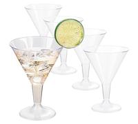 PORUPAEL 20 bicchieri da Martini in plastica da 180 ml, riutilizzabili, per cocktail, margarita, champagne, mocktail, dessert, feste, matrimoni, compleanni (trasparenti)