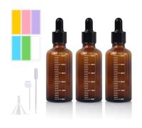 PORUPAEL 3 flaconi contagocce in vetro ambrato da 50 ml, con contagocce, contagocce, contagocce, siero, con pipetta contagocce, imbuti per miscelare oli per aromaterapia, profumi, liquidi