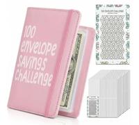 PORUPAEL Libro delle sfide di risparmio da 100 buste, raccoglitore rosa per il budget, portafoglio per risparmiare denaro, per risparmiare $5.050 per casa, ufficio, regalo