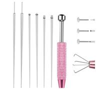PORUPAEL Set da 7 pezzi per piercing a sfera e apri - 4 artigli rosa grabber strumento con coni 16G/18G, in acciaio inox, con retro piatto, strumento applicatore per orecchini per cambiare orecchio