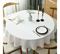 PORUTE 220cm Tovaglia Rotonda Antimacchia, Tovaglie in Cotone E Lino Lavabile, Tovaglia Moderna Minimalista, Copritavolo Semplice E Moderno, Tinta Unita